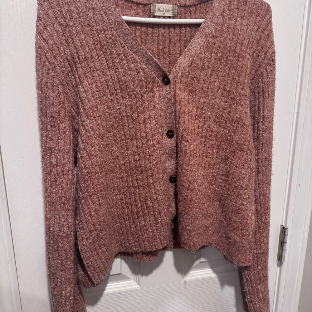 Altar'd State Dusty Rose Ribbed Cardigan